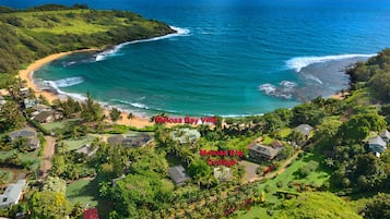 On the beach, sun loungers, beach towels