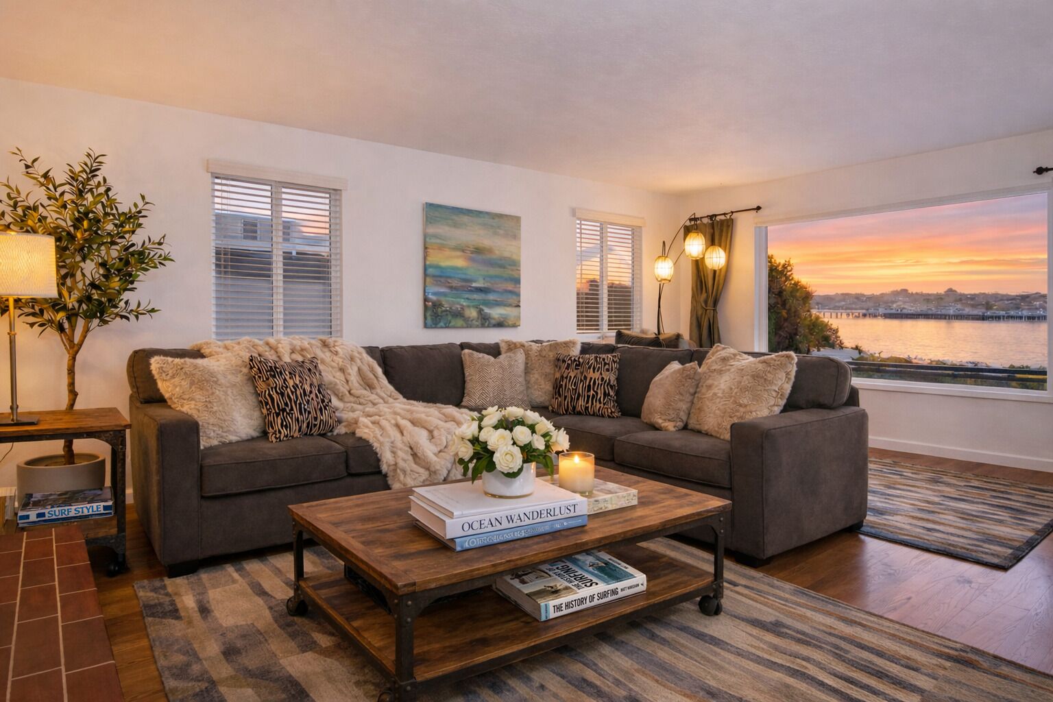 Smart TV, chimenea y reproductor de DVD 