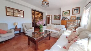 Smart TV, lareira, DVD player, livros