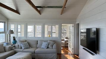 Smart-TV, DVD-Player, BĂŒcher, Stereoanlage