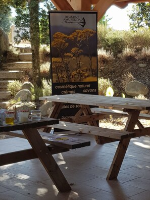 Outdoor dining - Comfortable garden level⭐⭐⭐ between sea and mountains (Prunelli-di-Fiumorbo)