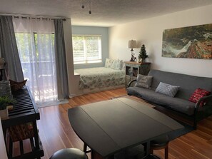 Smart TV, fireplace, DVD player