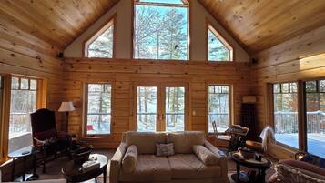 Smart TV, fireplace, video games, DVD player