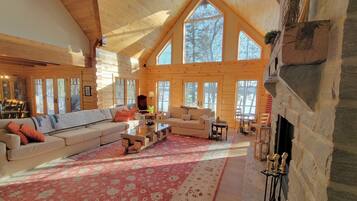 TV connectée, cheminée, jeux vidéo, lecteur de DVD