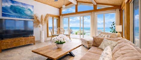 TV, DVD player, books, stereo