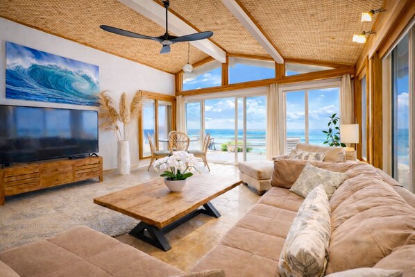 TV, DVD player, books, stereo