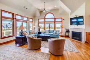 Smart TV, DVD player, books, video library