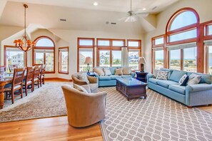 Smart TV, DVD player, books, video library