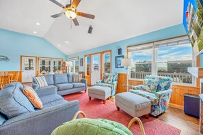 TV, DVD player, books, video library