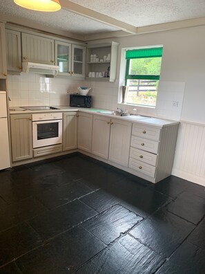 Fridge, dishwasher, cookware/dishes/utensils