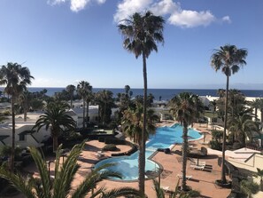Outdoor pool, pool loungers