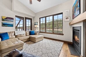Smart TV, fireplace, DVD player, stereo