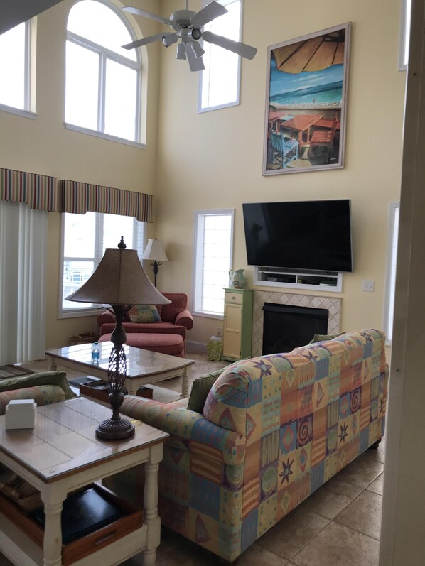 Smart TV, DVD player, books, video library