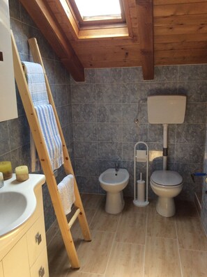 Dusche, Haartrockner, Bidet, Handtücher
