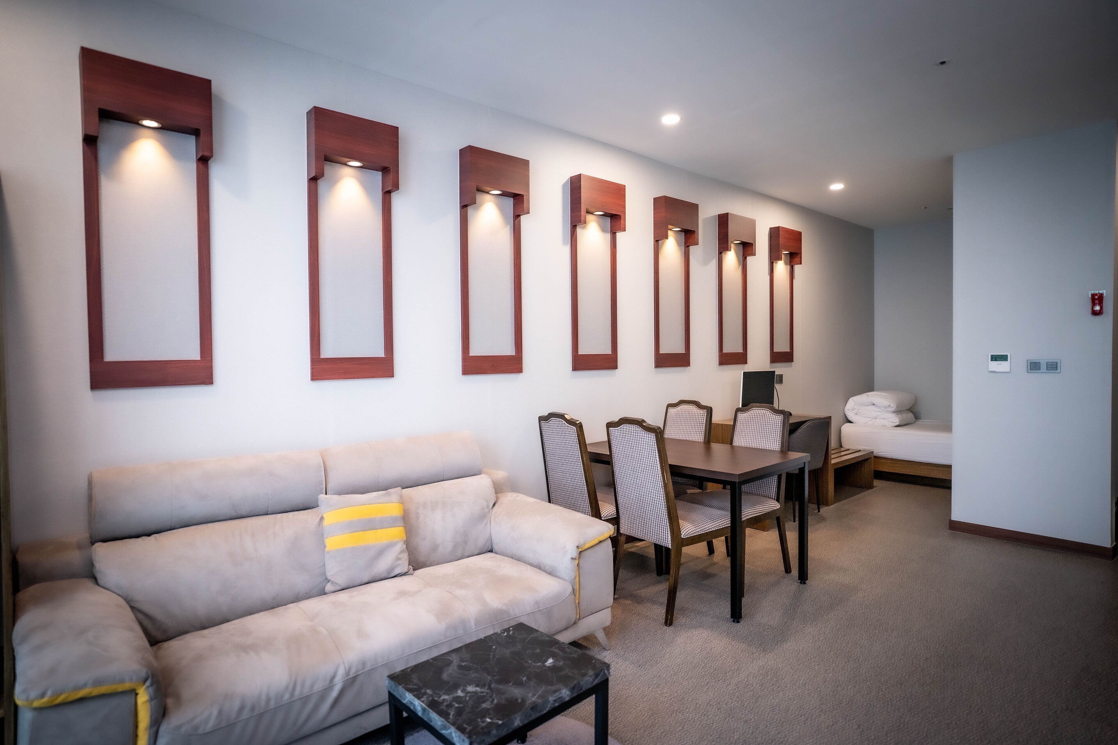 family room | 1 bedroom, premium bedding, in-room safe, individually furnished