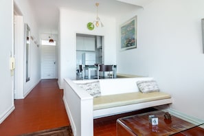 Apartment, 1 Bedroom, Balcony, Partial Sea View | Living area