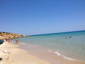 Playa en los alrededores, camastros y toallas de playa