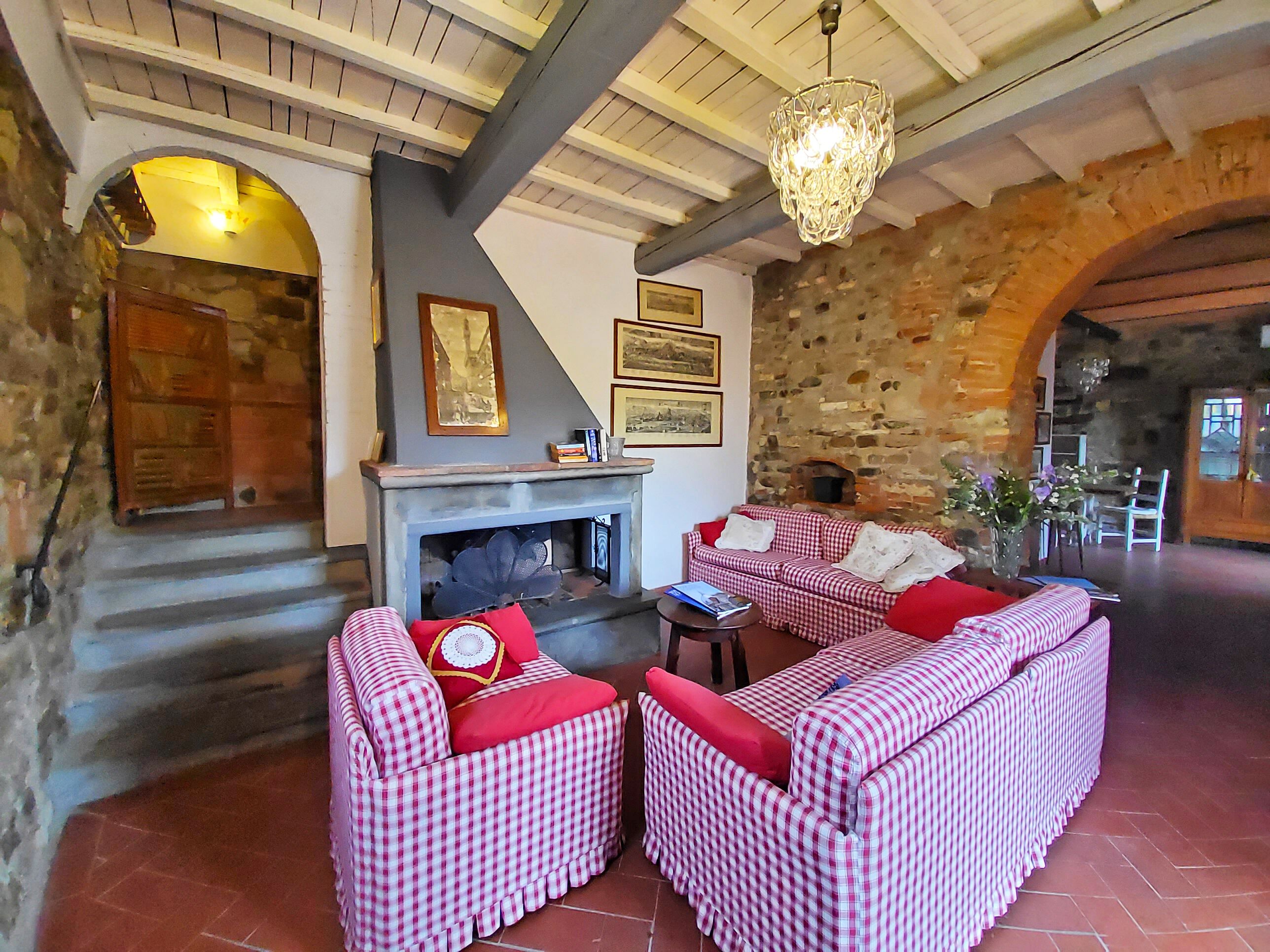 TV connectée, cheminée, livres