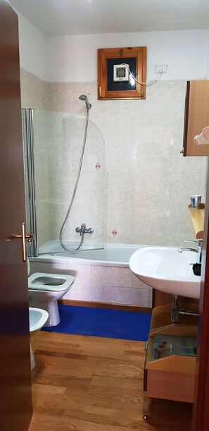 Ensemble douche/baignoire, sèche-cheveux, bidet, serviettes fournies
