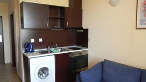 Comfort Apartment, Mountain View | Private kitchenette - Apartament 213 in Orbilux Hotel (Bansko)