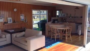 TV, DVD player, books, video library