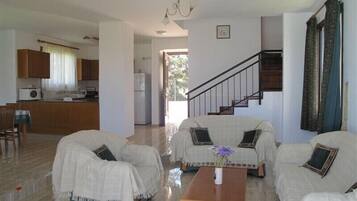 Tv, dvd-spelare, ett bordtennisbord och böcker