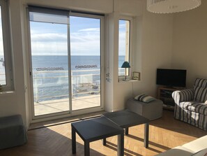 Tv, dvd-spelare, ett bordtennisbord och böcker