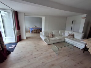 TV, fireplace, DVD player, books