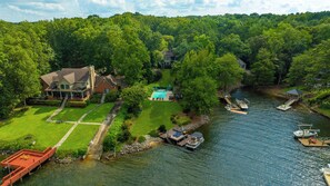 Exterior - Lakefront Heaven!  Pool, Cabana, Big yard & porches, kayak, In Lex! Boat Option! (Lexington)