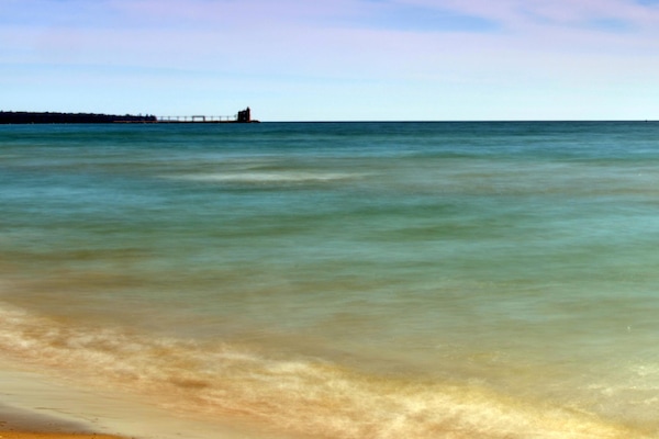 View from the water's edge on the beach.