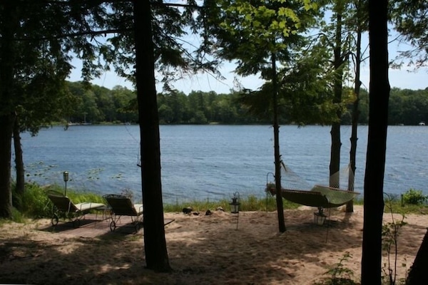 The beach area just in front of the cabin