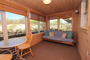 Smart TV, fireplace, books - 89-2 Salt Marsh Rd -Oceanfront Cottage w/ 180° Cape Cod Bay Views & Balcony! (East Sandwich)