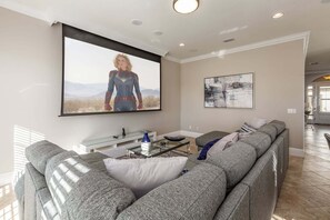 TV, video games, DVD player, foosball