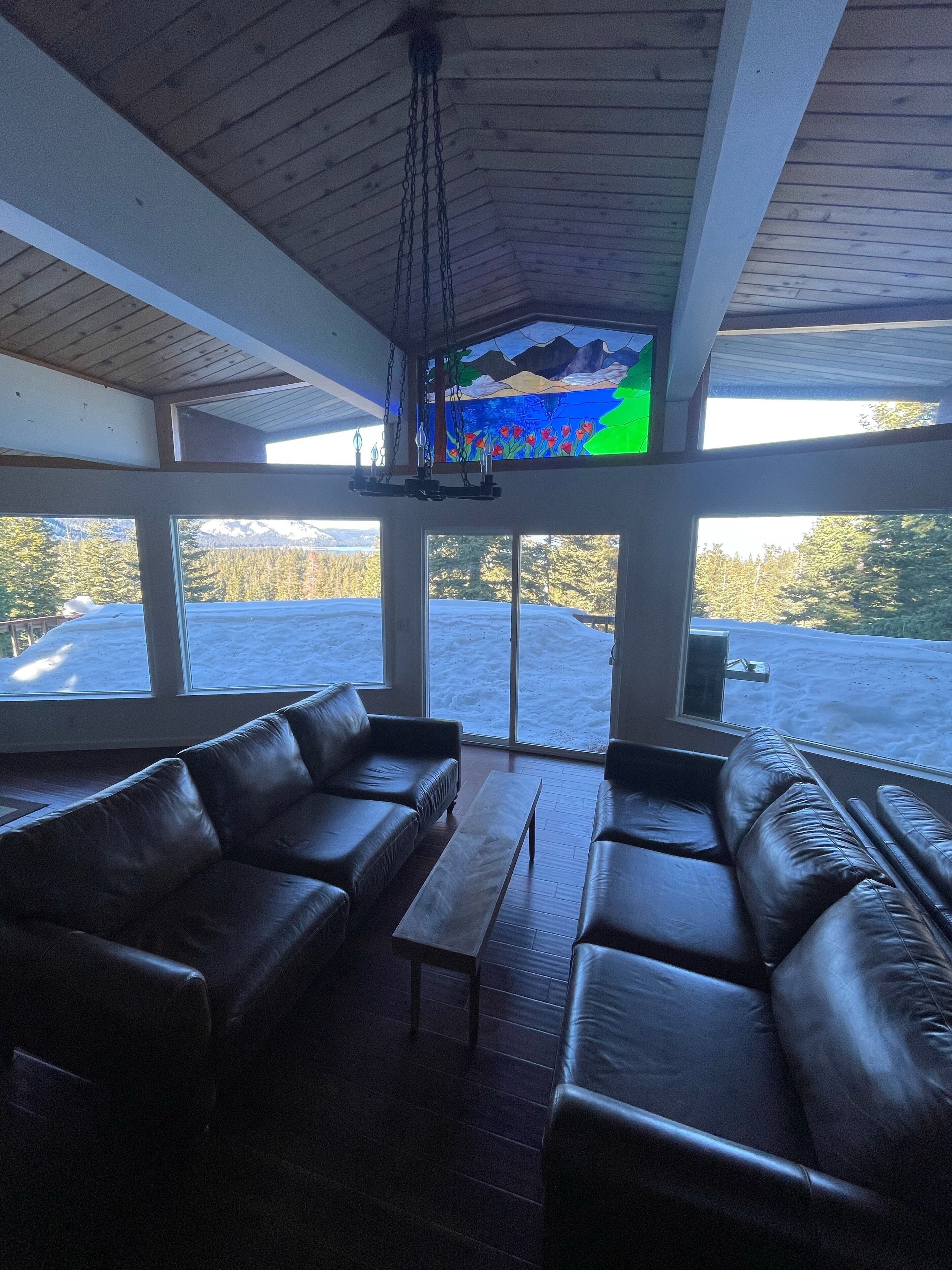 Televisie, een open haard, videospelletjes en een dvd-speler