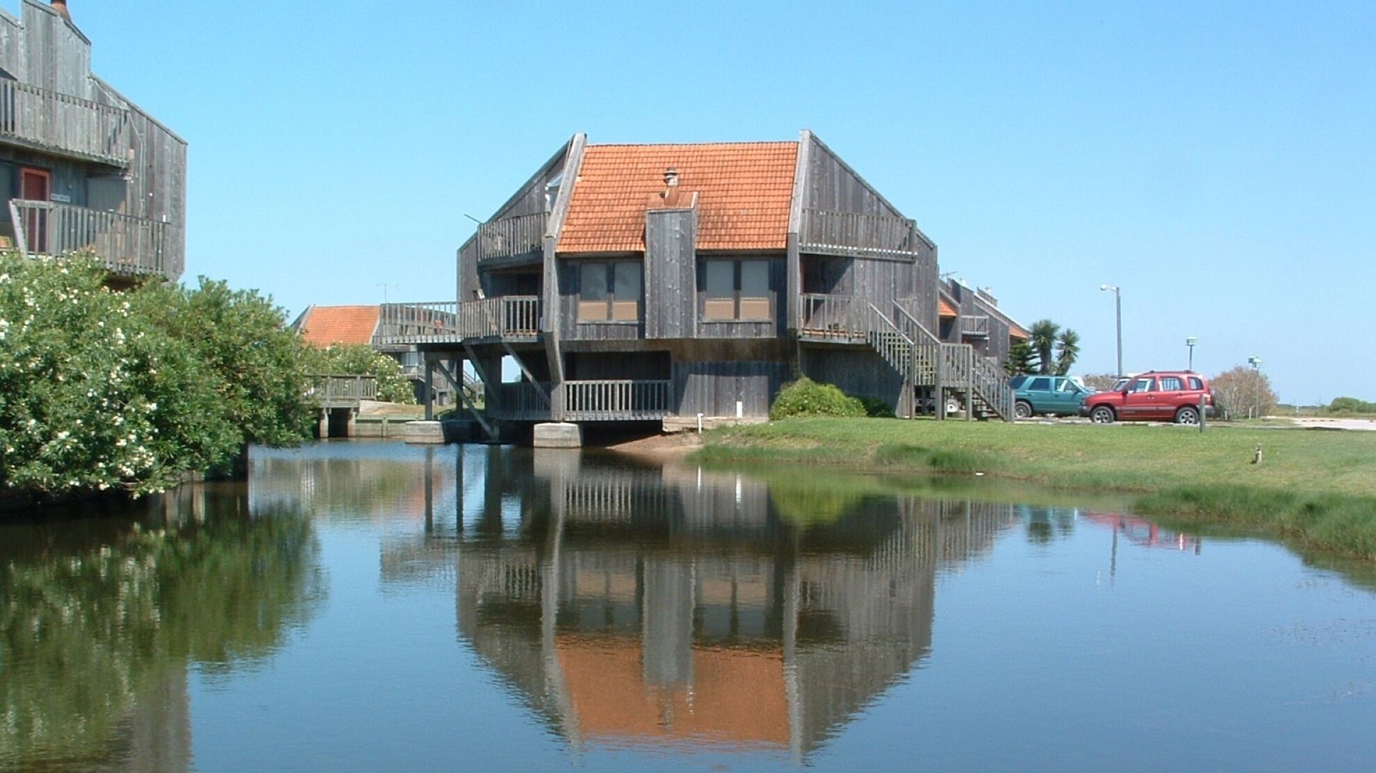View across lagoon