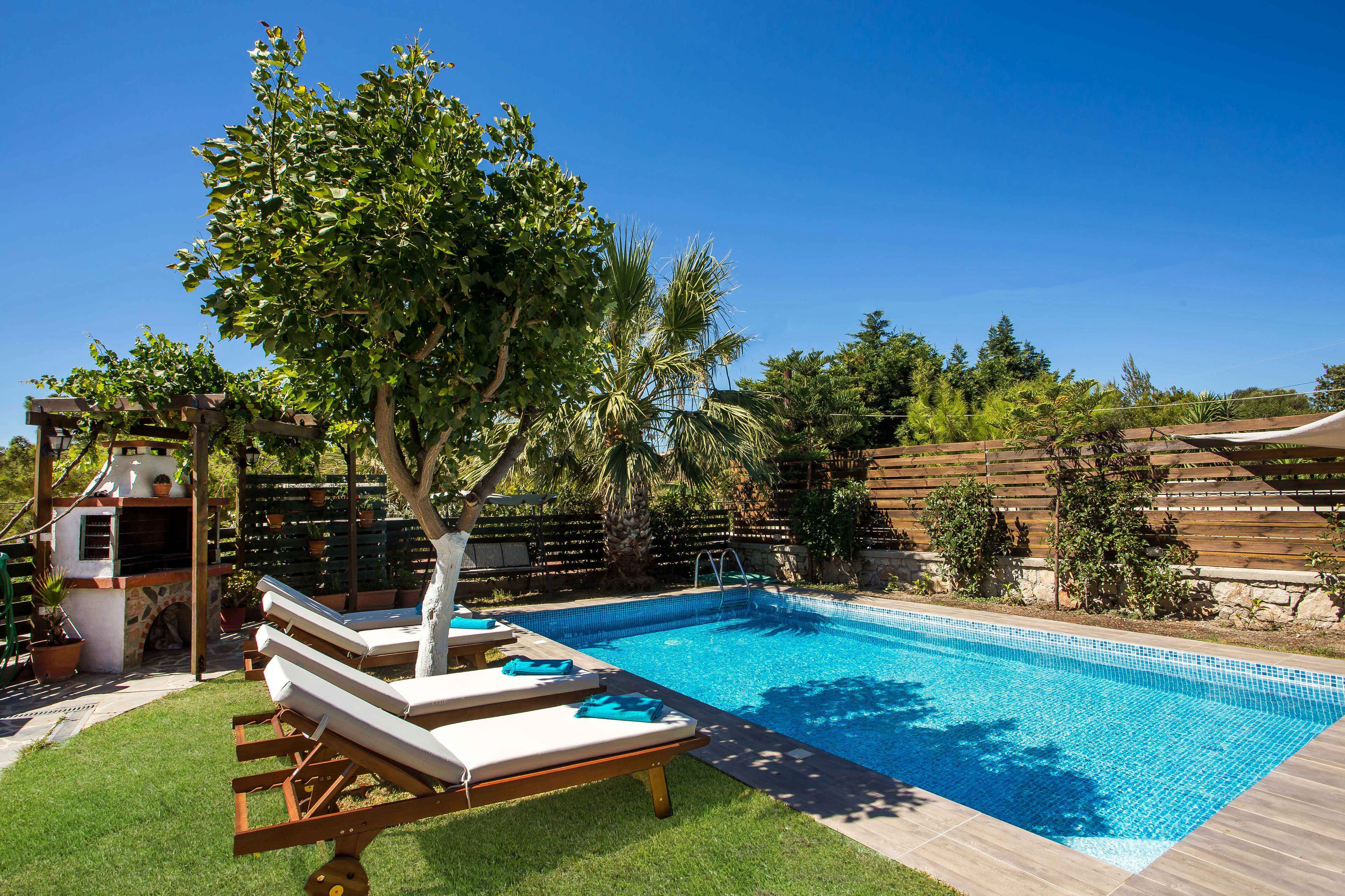 Alberca climatizada y camastros 