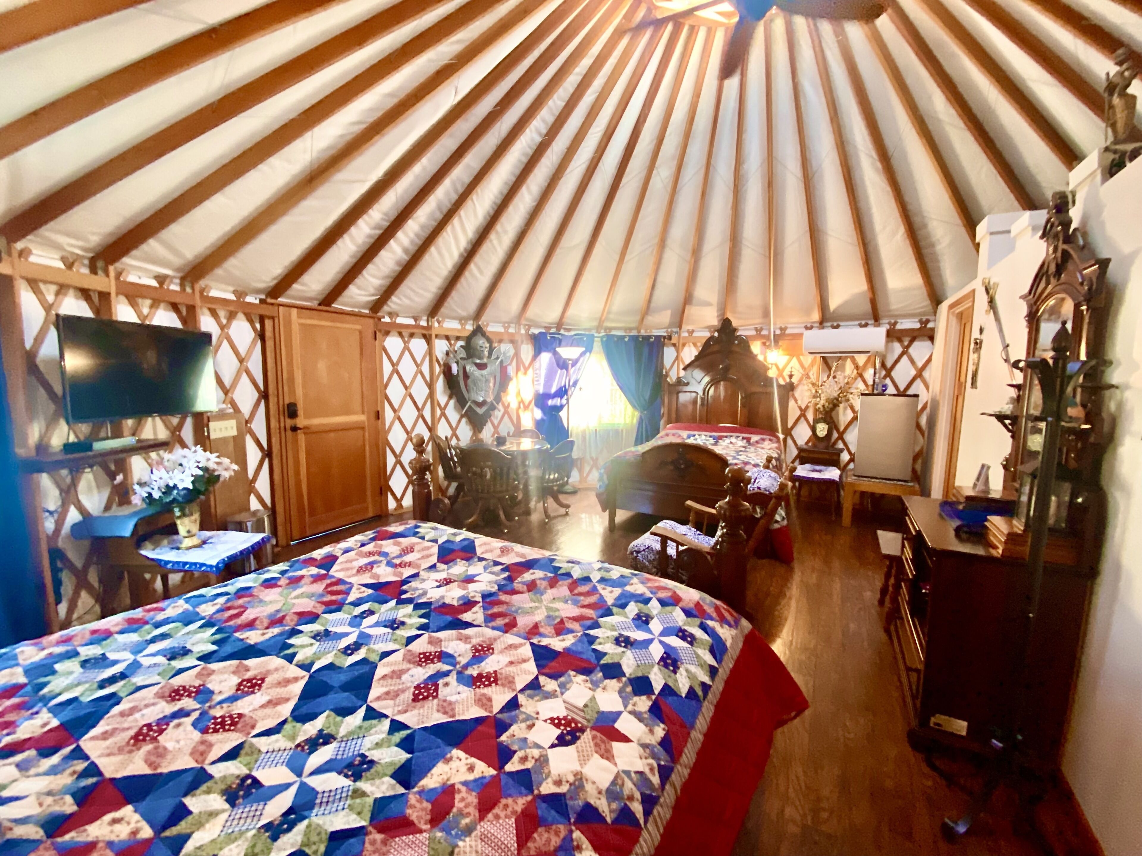 Camelot is a fully furnished yurt themed after the mythical Arthurian legend.