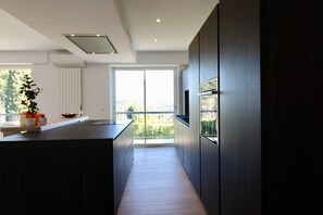 Fridge, microwave, oven, stovetop - Modern luxury villa with panoramic views (La Colle-sur-Loup)