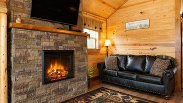 Smart-tv, eldstad och dvd-spelare