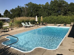 The pool is shared with the owners. Not heated & no lifeguard on duty