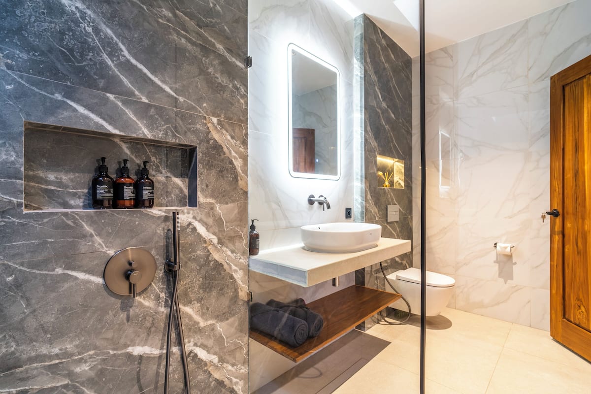 premium 2 bedroom villa with private pool | bathroom | separate bathtub and shower, rainfall showerhead, free toiletries