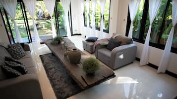 Luxury Villa | Living area | Flat-screen TV, Netflix, MP3 dock