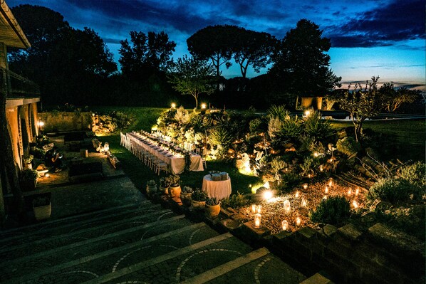 Outdoor banquet area