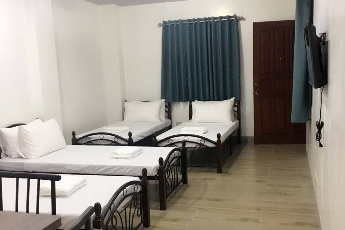 Blackout curtains, rollaway beds, free WiFi, bed sheets