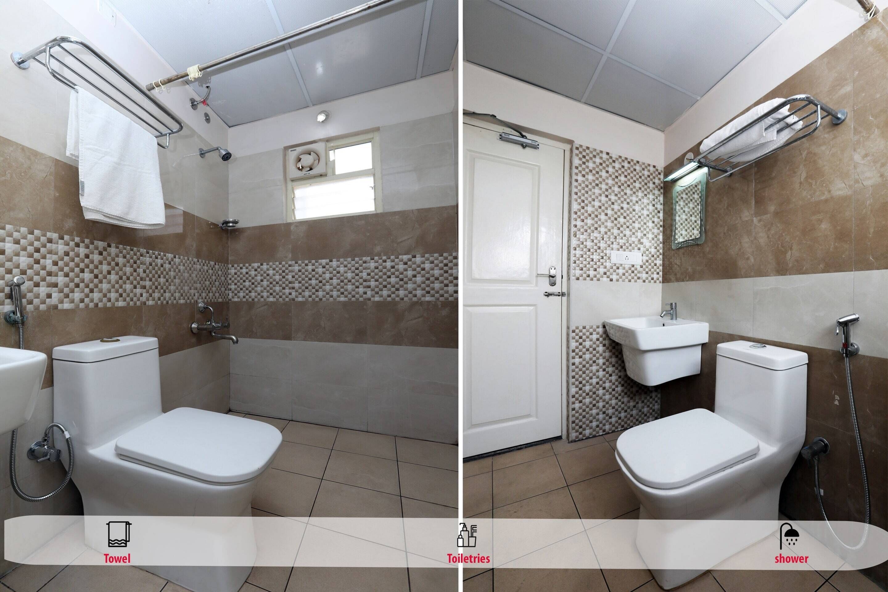 Chambre Double Standard | Salle de bain | Douche, articles de toilette gratuits, serviettes fournies