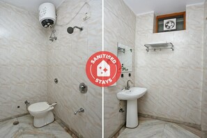 Shower, free toiletries, towels