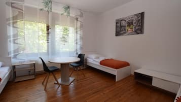 Desk, free WiFi, bed sheets