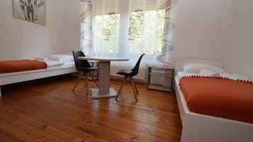 Desk, free WiFi, bed sheets