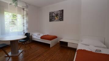 Desk, free WiFi, bed sheets