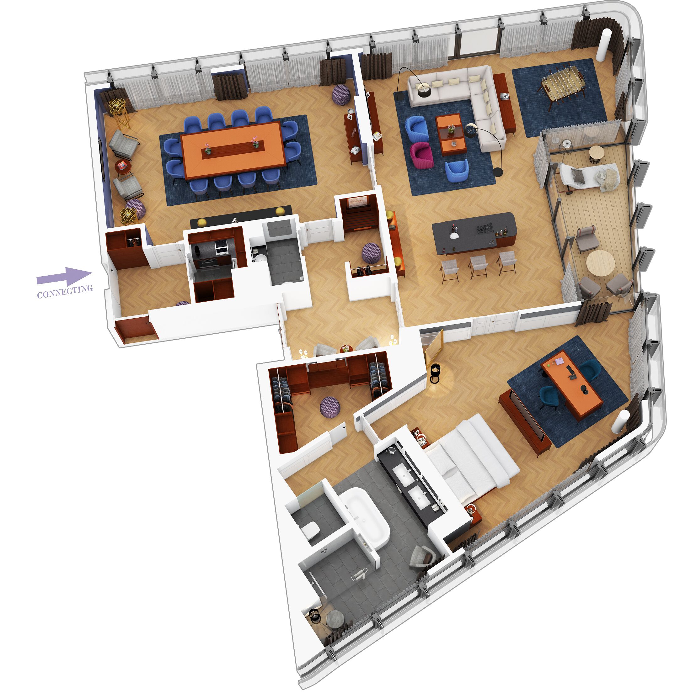 Suite, 1 très grand lit (Penthouse Skyline View Loggia) | Plan d’étage